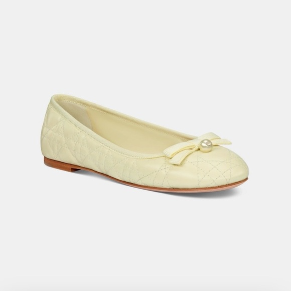 Dior Shoes - DIOR BALLET FLAT Pastel Yellow Quilted Cannage Calfskin